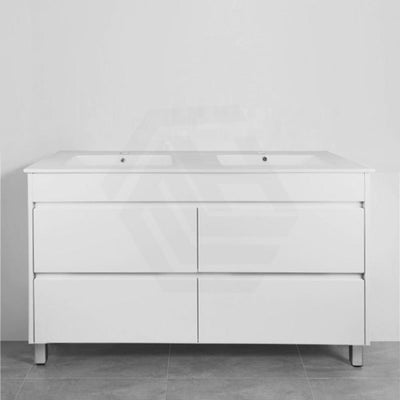 600-1500Mm Freestanding Bathroom Floor Vanity Matt White Pvc Filmed Drawers Cabinet Only &