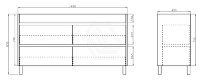 600-1500Mm Freestanding Bathroom Floor Vanity Matt White Pvc Filmed Drawers Cabinet Only &