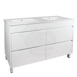 600-1500Mm Freestanding Bathroom Floor Vanity Matt White Pvc Filmed Drawers Cabinet Only &