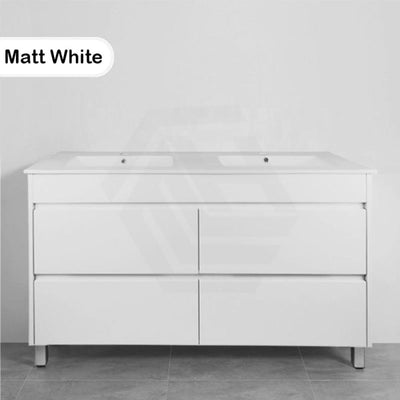 600-1500Mm Freestanding Bathroom Floor Vanity Matt White Pvc Filmed Drawers Cabinet Only &