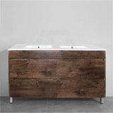 600-1500Mm Freestanding Bathroom Floor Vanity Dark Oak Wood Grain Pvc Filmed Drawers Cabinet Only &