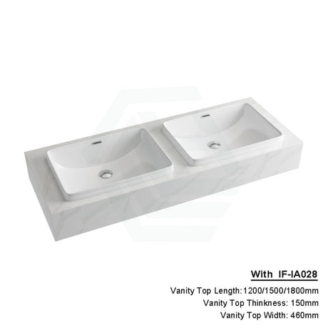 150Mm Dolce Tree Stone Top Calacatta Quartz With Inset Basin 1200X460Mm Double Bowls / If-Ia028