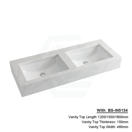 150Mm Dolce Tree Stone Top Calacatta Quartz With Undermount Basin 1200X460Mm Double Bowls / Bs-U4532