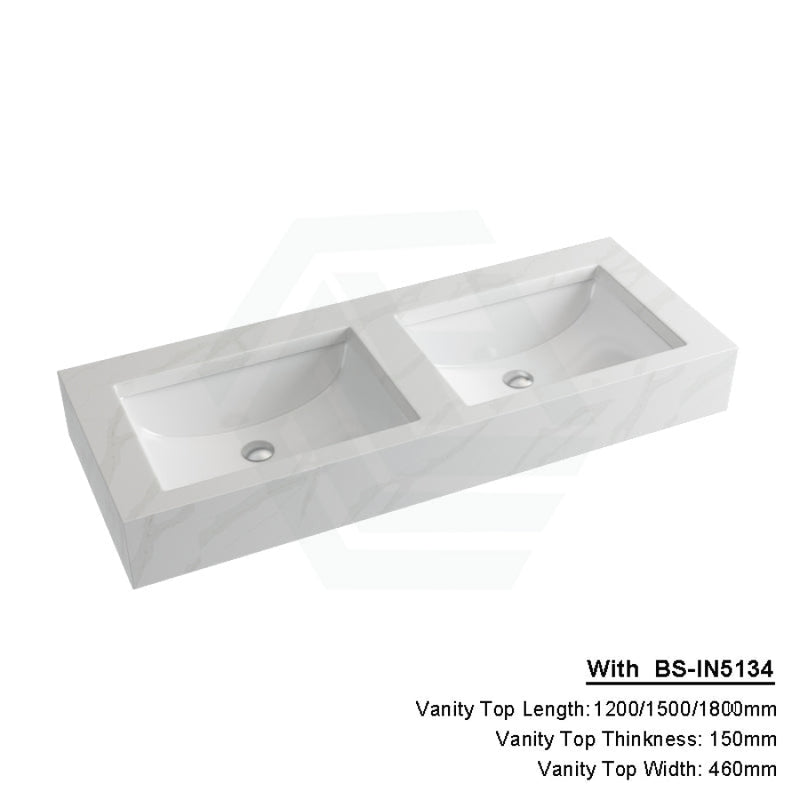 150Mm Dolce Tree Stone Top Calacatta Quartz With Undermount Basin 1200X460Mm Double Bowls / Bs-U4532