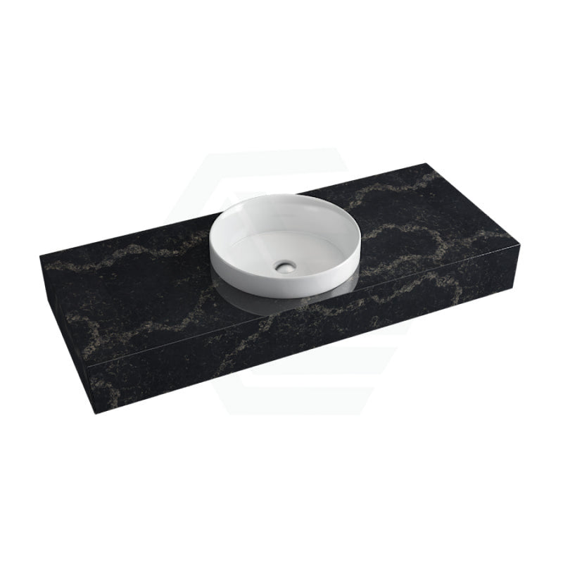 150Mm Gloss Black Swan Stone Top Calacatta Quartz With Inset Basin Vanity Tops