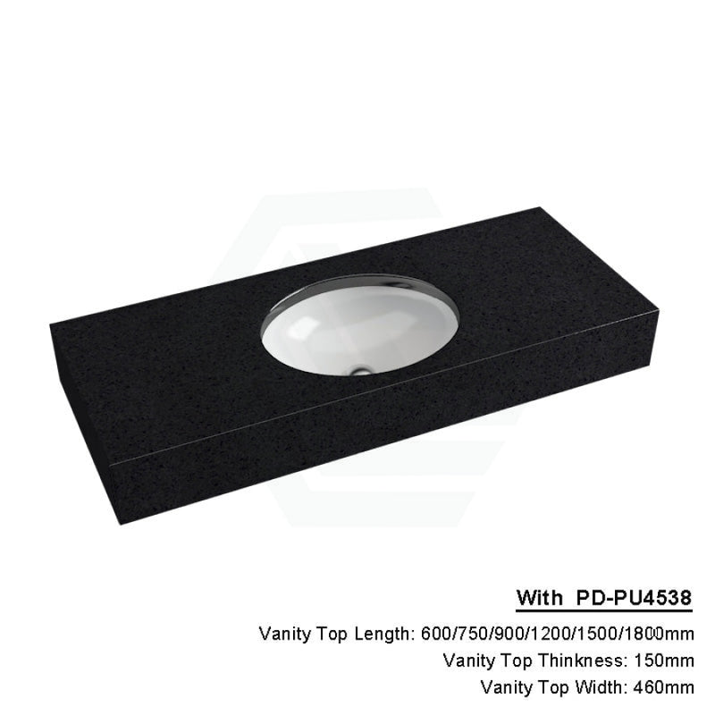 150Mm Gloss Ink Black Stone Top Calacatta Quartz With Undermount Basin 1200X460Mm Single Bowl /