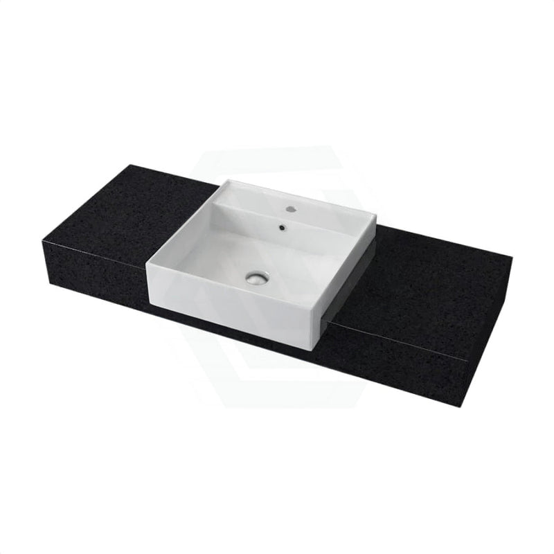 150Mm Gloss Ink Black Stone Top Quartz With Semi-Recessed Basin Vanity Tops