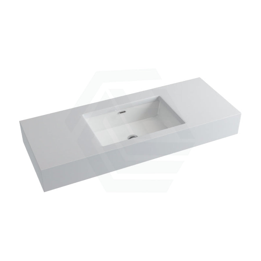 150Mm Gloss Silk White Stone Top Calacatta Quartz With Undermount Basin Vanity Tops