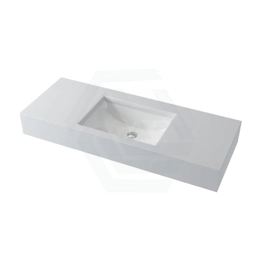 150Mm Gloss Silk White Stone Top Calacatta Quartz With Undermount Basin Vanity Tops