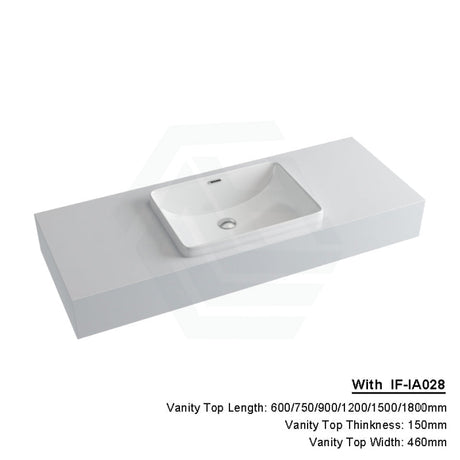 150Mm Gloss Silk White Stone Top Quartz With Inset Basin 600X460Mm / If-Ia028 (450X330Mm) Vanity