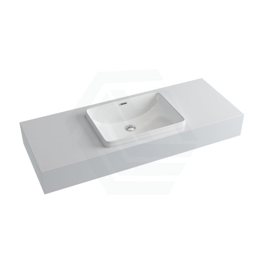 150Mm Gloss Silk White Stone Top Quartz With Inset Basin Vanity Tops