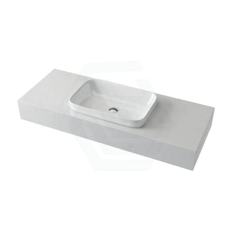 150Mm Gloss Silk White Stone Top Quartz With Inset Basin Vanity Tops