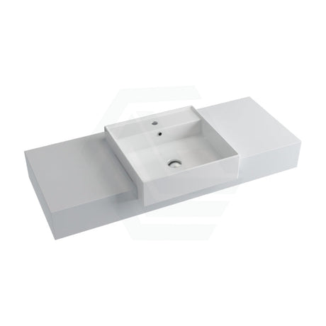 150mm Gloss Silk White Stone Top Quartz With Semi-Recessed Basin