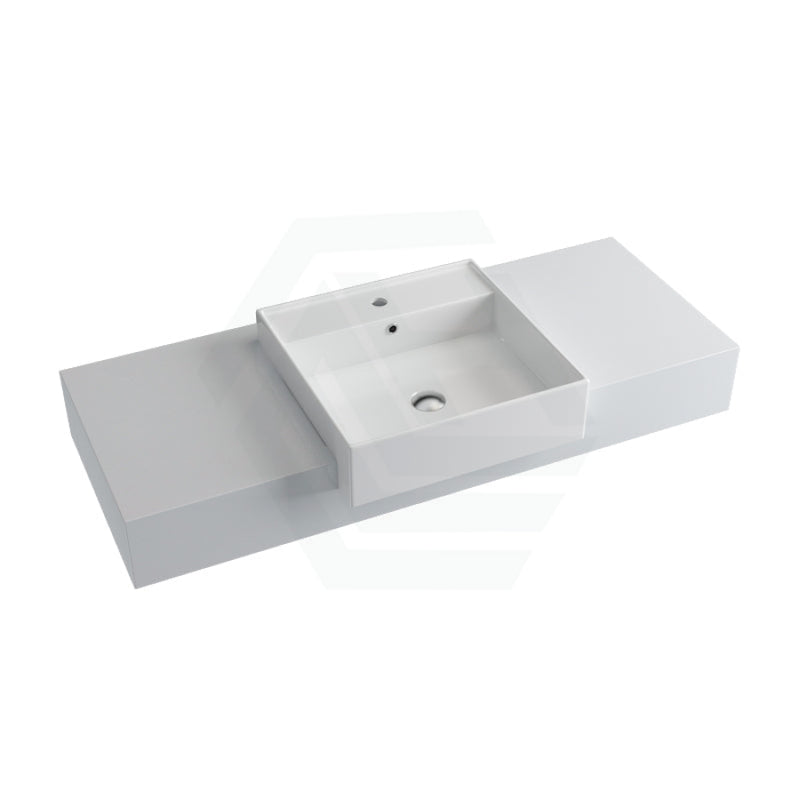 150mm Gloss Silk White Stone Top Quartz With Semi-Recessed Basin