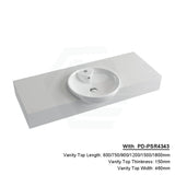 150Mm Gloss White Canvas Stone Top Calacatta Quartz With Semi-Recessed Basin 600X460Mm / Pd-Psr4343