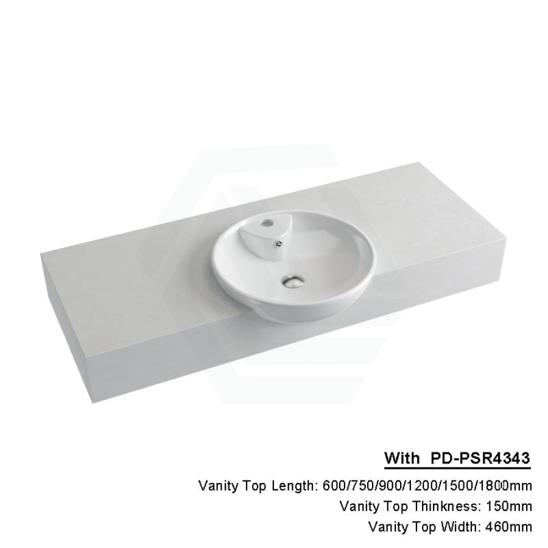 150Mm Gloss White Canvas Stone Top Calacatta Quartz With Semi-Recessed Basin 600X460Mm / Pd-Psr4343