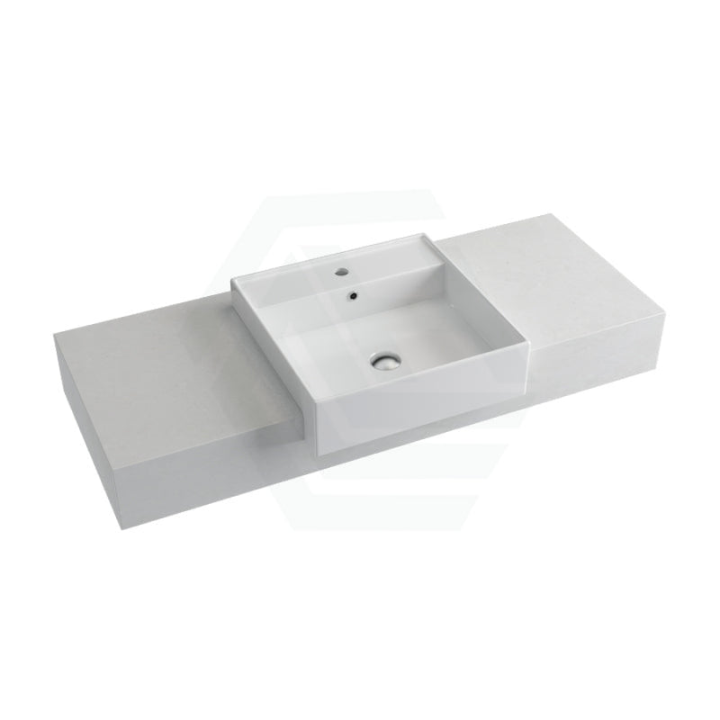 150mm Gloss White Canvas Stone Top Calacatta Quartz With Semi-Recessed Basin