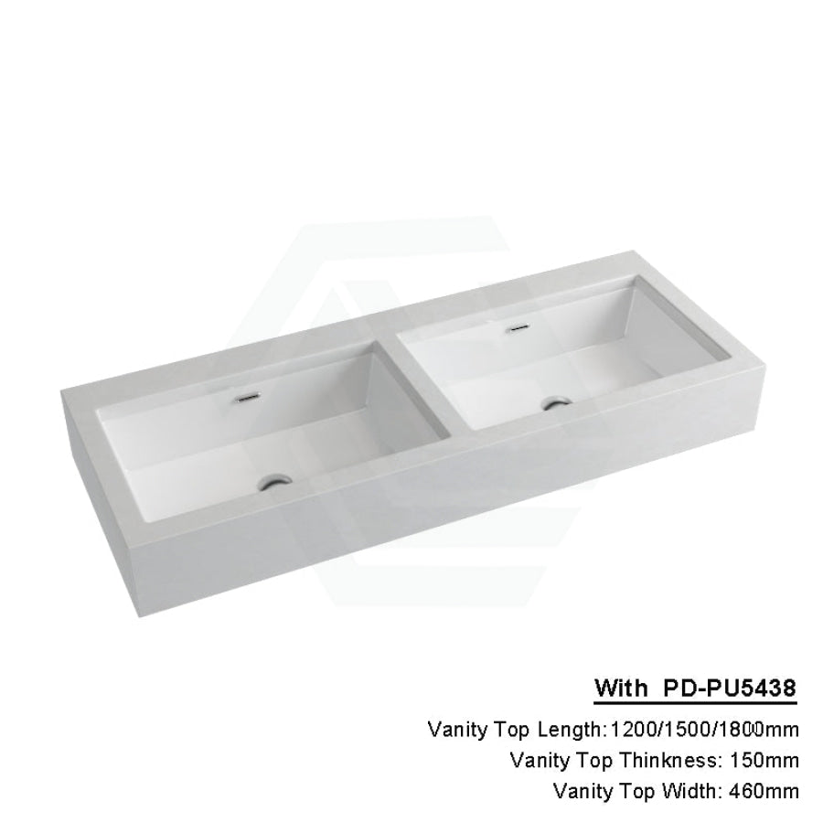 150Mm Gloss White Canvas Stone Top Calacatta Quartz With Undermount Basin 1200X460Mm Double Bowls /