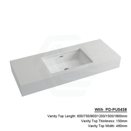 150Mm Gloss White Canvas Stone Top Calacatta Quartz With Undermount Basin 600X460Mm / Pd-Pu5438