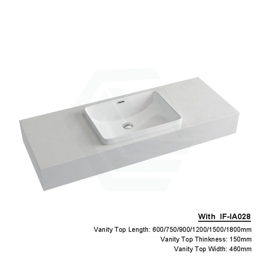 150Mm Gloss White Canvas Stone Top Quartz With Inset Basin 600X460Mm / If-Ia028 (450X330Mm) Vanity