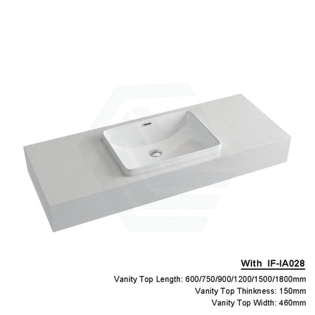 150Mm Gloss White Canvas Stone Top Quartz With Inset Basin 600X460Mm / If-Ia028 (450X330Mm) Vanity