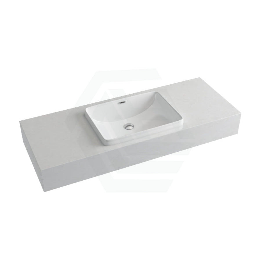 150Mm Gloss White Canvas Stone Top Quartz With Inset Basin Vanity Tops