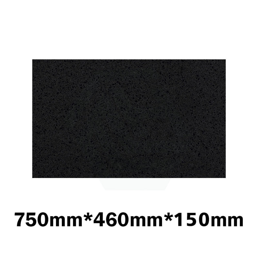 150Mm Thick Gloss Ink Black Stone Top For Above Counter Basins 450-1800Mm 750Mm X 460Mm Vanity Tops