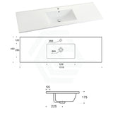 1510X465X175Mm Ceramic Top For Bathroom Vanity Single Bowl 1 Or 3 Tap Holes Available Gloss White