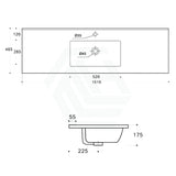 1510X465X175Mm Ceramic Top For Bathroom Vanity Single Bowl 1 Or 3 Tap Holes Available Gloss White