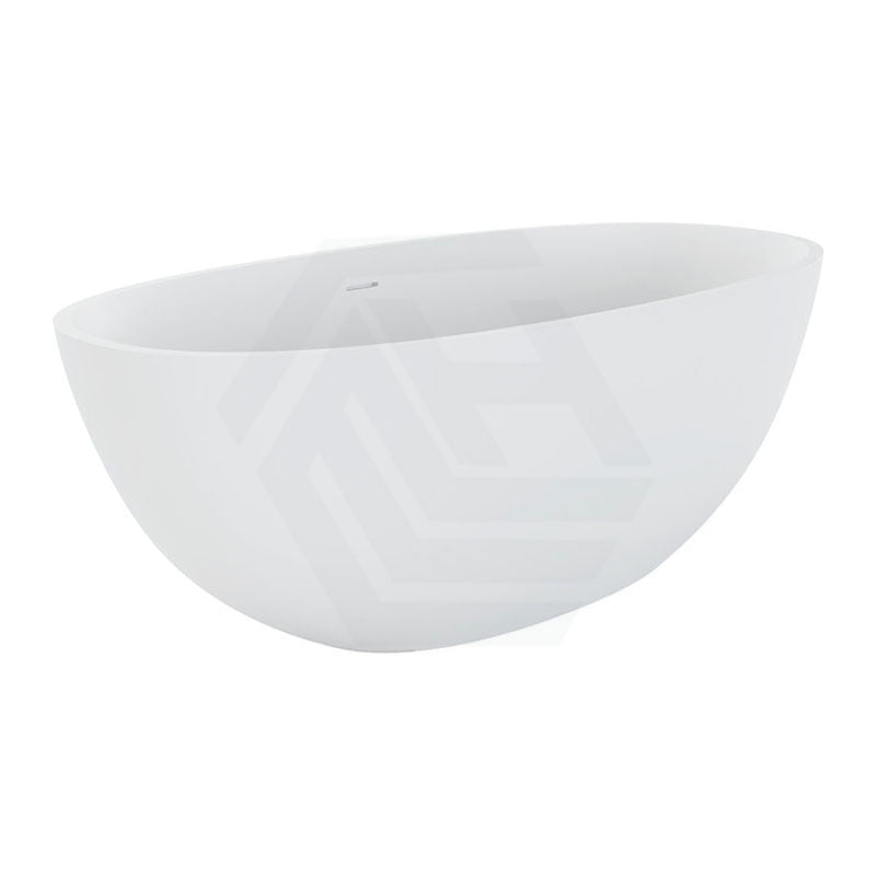 1550/1650Mm Fienza Sasso Oval Freestanding Bathtub Stone Matt White Integrated Overflow Bathtubs