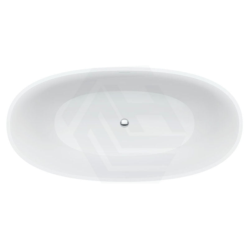 1550/1650Mm Fienza Sasso Oval Freestanding Bathtub Stone Matt White Integrated Overflow Bathtubs