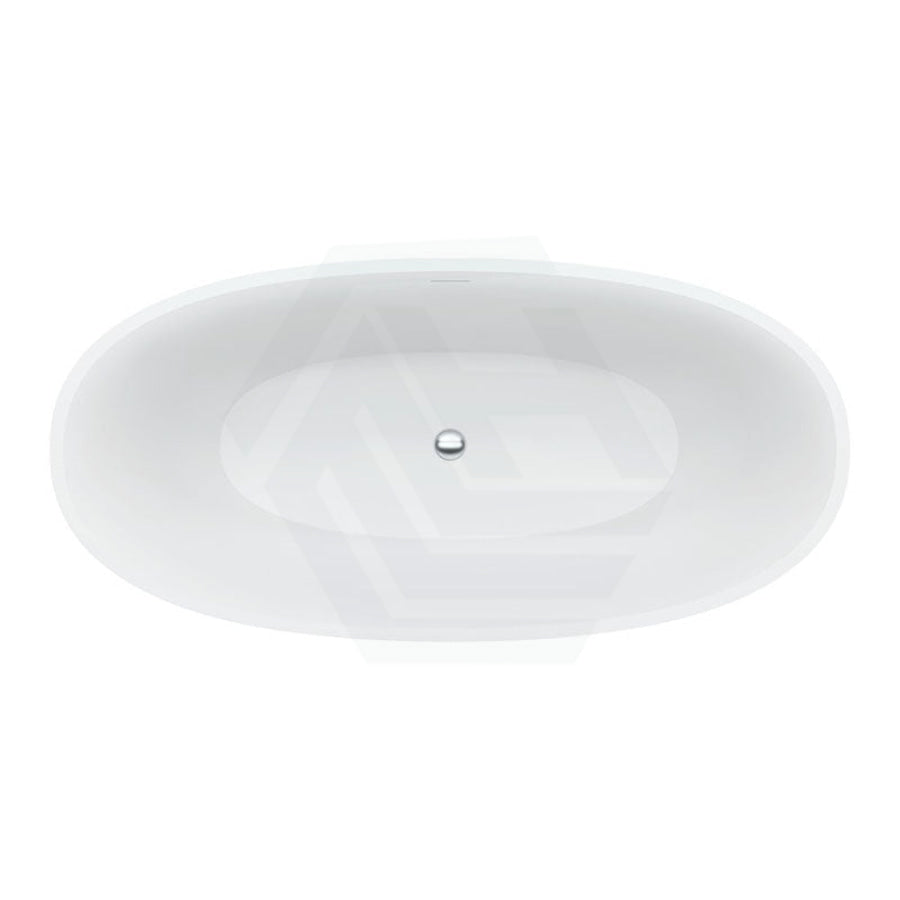 1550/1650Mm Fienza Sasso Oval Freestanding Bathtub Stone Matt White Integrated Overflow Bathtubs