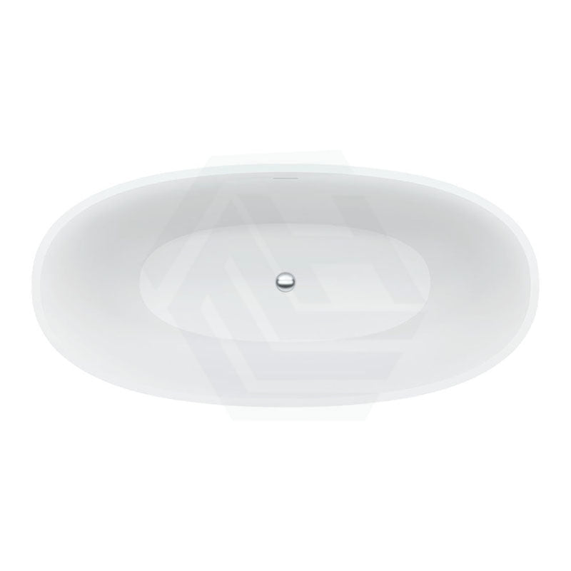 1550/1650Mm Fienza Sasso Oval Freestanding Bathtub Stone Matt White Integrated Overflow Bathtubs