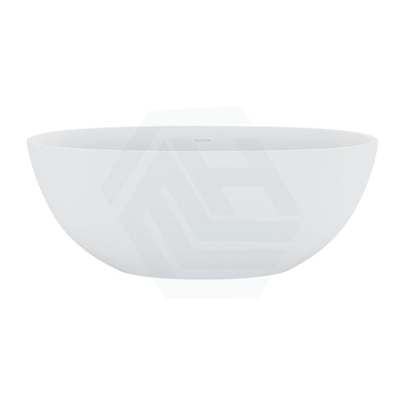 1550/1650Mm Fienza Sasso Oval Freestanding Bathtub Stone Matt White Integrated Overflow Bathtubs