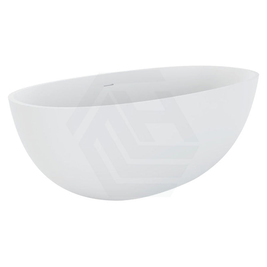 1550/1650Mm Fienza Sasso Oval Freestanding Bathtub Stone Matt White Integrated Overflow Bathtubs