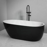 1690mm Bathtub Freestanding Acrylic Black & White Slim Edge Lucite Finishing