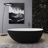 1690X775X585Mm Veda Freestanding Acrylic Gloss Black & White Bathtub Slim Edge No Overflow