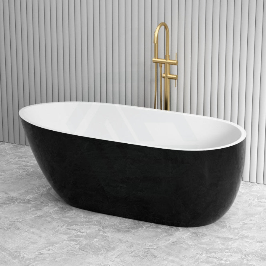 1690X775X585Mm Veda Freestanding Acrylic Gloss Black & White Bathtub Slim Edge No Overflow