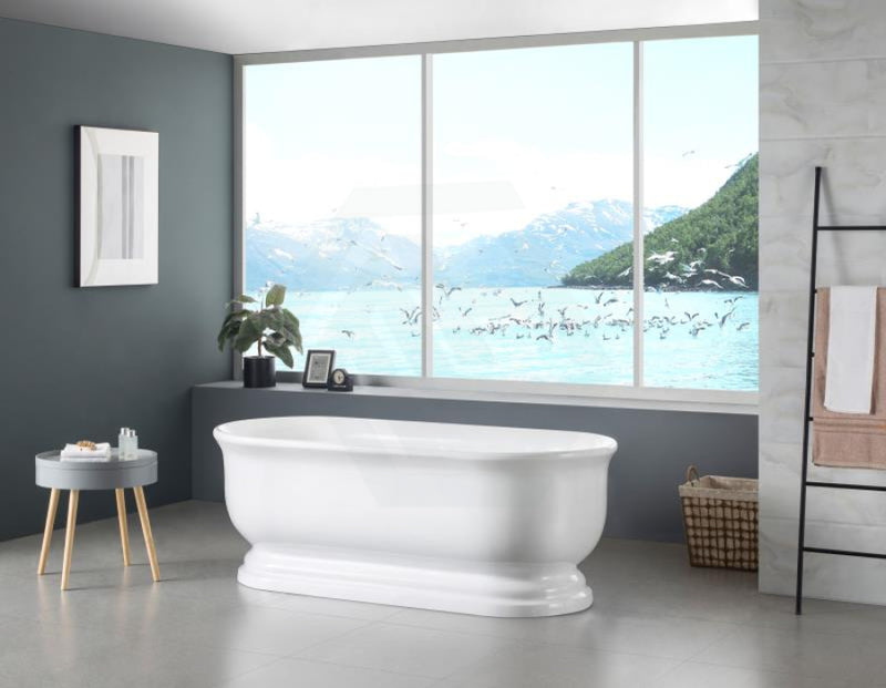 1690X790X610Mm Chloe Freestanding Bathtub Gloss White Oval Acrylic No Overflow