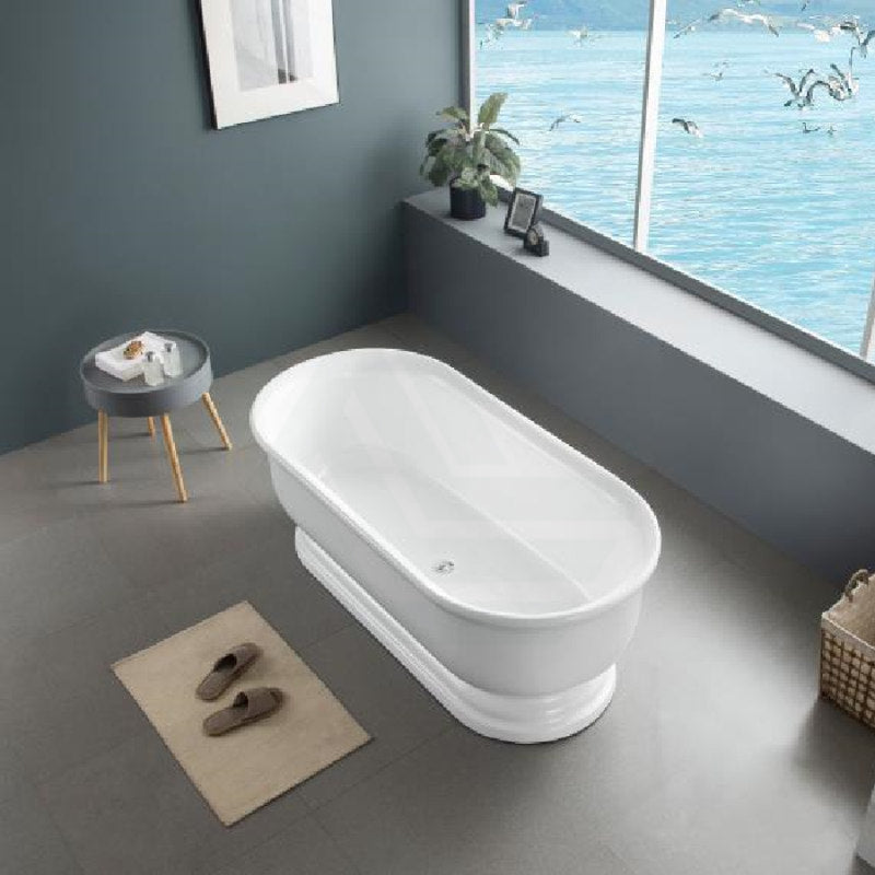 1690X790X610Mm Chloe Freestanding Bathtub Gloss White Oval Acrylic No Overflow