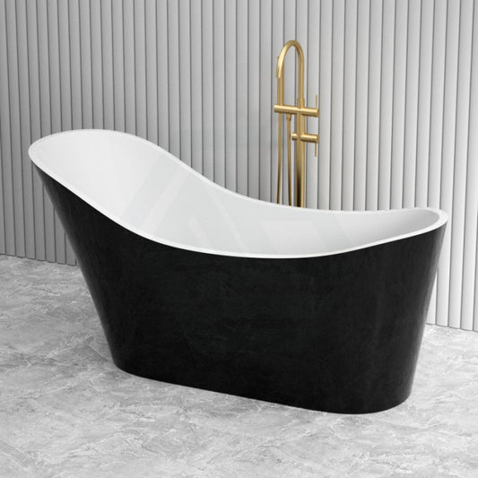 1700X730X835Mm Bevel Freestanding Acrylic Gloss Black & White Bathtub Special Shape No Overflow