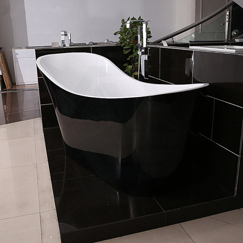 1700X730X835Mm Bevel Freestanding Acrylic Gloss Black & White Bathtub Special Shape No Overflow