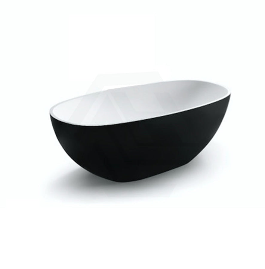 1700X810X590Mm Stella Oval Bathtub Freestanding Acrylic Matt Black & White No Overflow