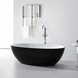 1700X810X590Mm Stella Oval Bathtub Freestanding Acrylic Matt Black & White No Overflow