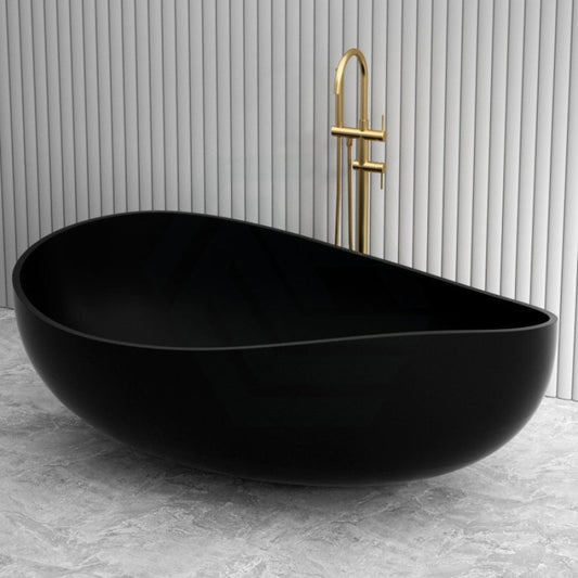 1800Mm Ceto Wave Freestanding Bathtub Oval Matt Black No Overflow Bathtubs