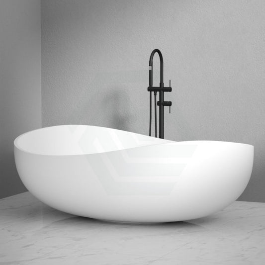 1800Mm Ceto Wave Freestanding Bathtub Oval Matt White No Overflow Bathtubs