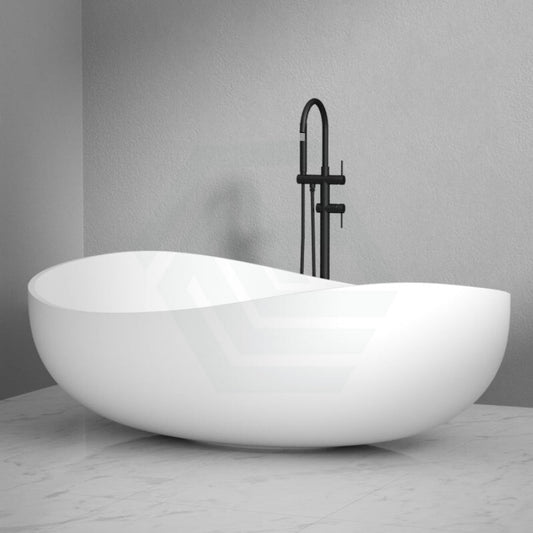 1800Mm Ceto Wave Freestanding Bathtub Oval Matt White No Overflow Bathtubs