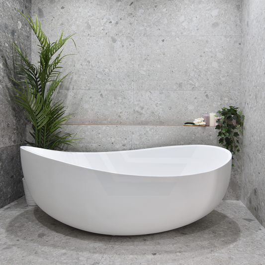 1800Mm Wave Freestanding Bathtub Oval Matt White No Overflow Bathtubs