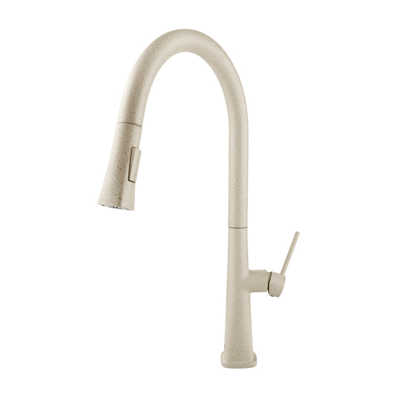 Granite Beige Round Kitchen Sink Mixer Tap 360 Swivel And Pull Out For Mixers