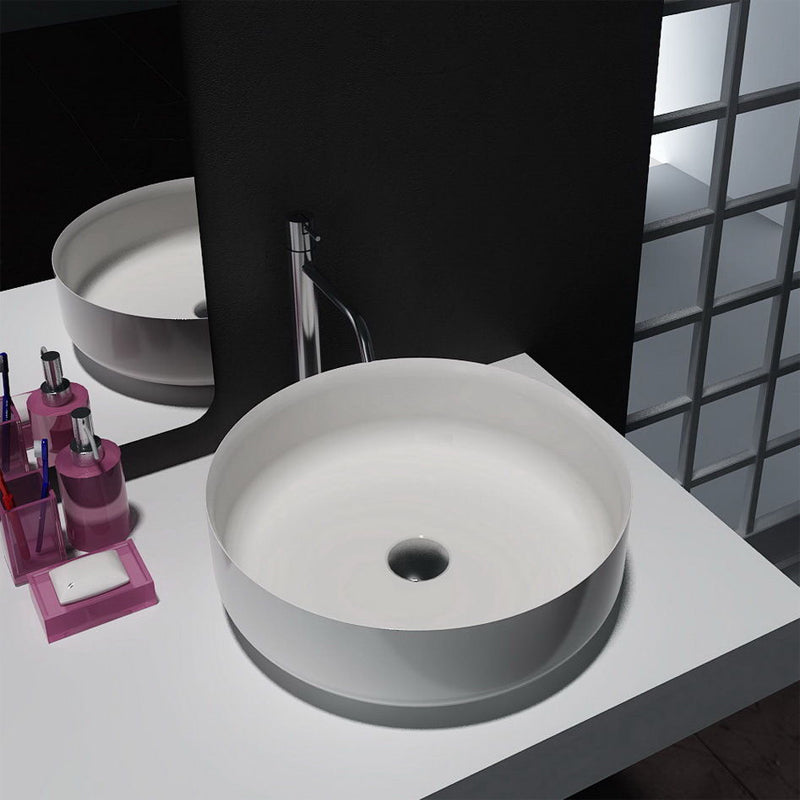 Above Counter Ceramic Basin Round Ultra Slim Gloss White